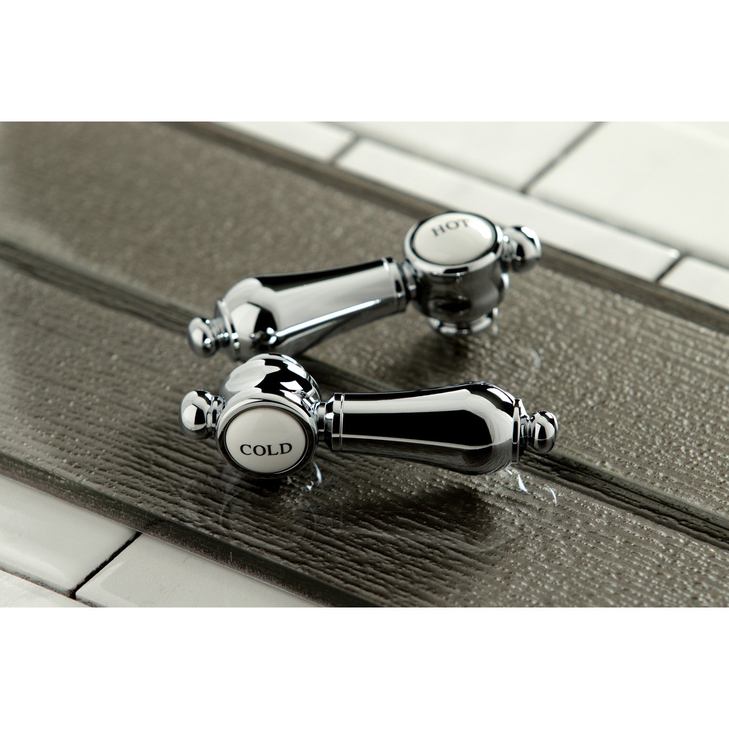 Kingston Tulare KS7001BAL - Heirloom Double-Handle 3-Hole Deck Mount 4-Inch Centerset Bathroom Faucet with Brass Pop-Up, Polished Chrome — thumbnail 3